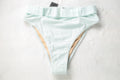 Forplay Cayman Belted Terry Cloth Bikini Swim Bottom Underwear Large Light Blue