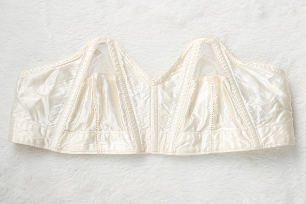 Maidenform Maidenette Vintage 50s Retro Pinup Boned Shelf Strapless Bullet Bra 34 Ivory