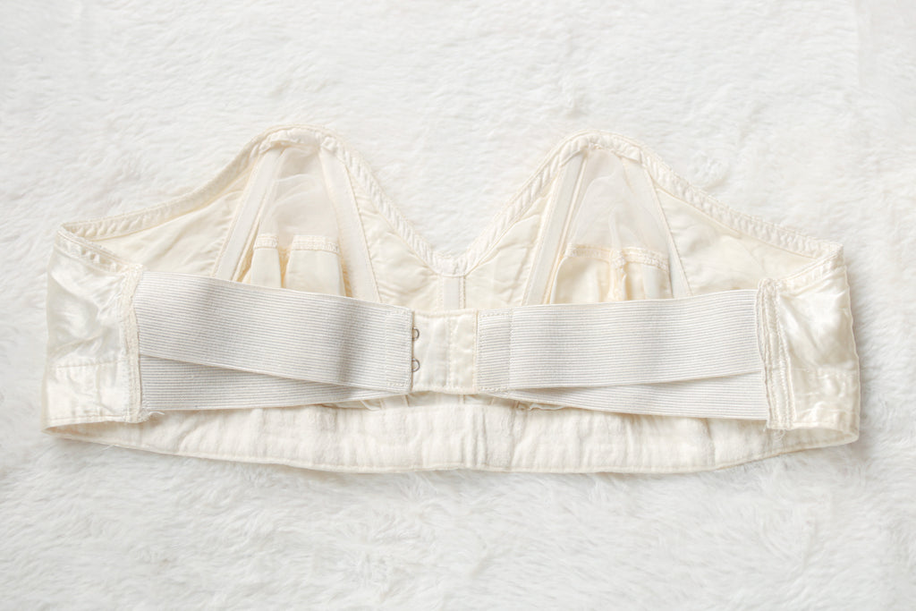 Maidenform Maidenette Vintage 50s Retro Pinup Boned Shelf Strapless Bullet Bra 34 Ivory