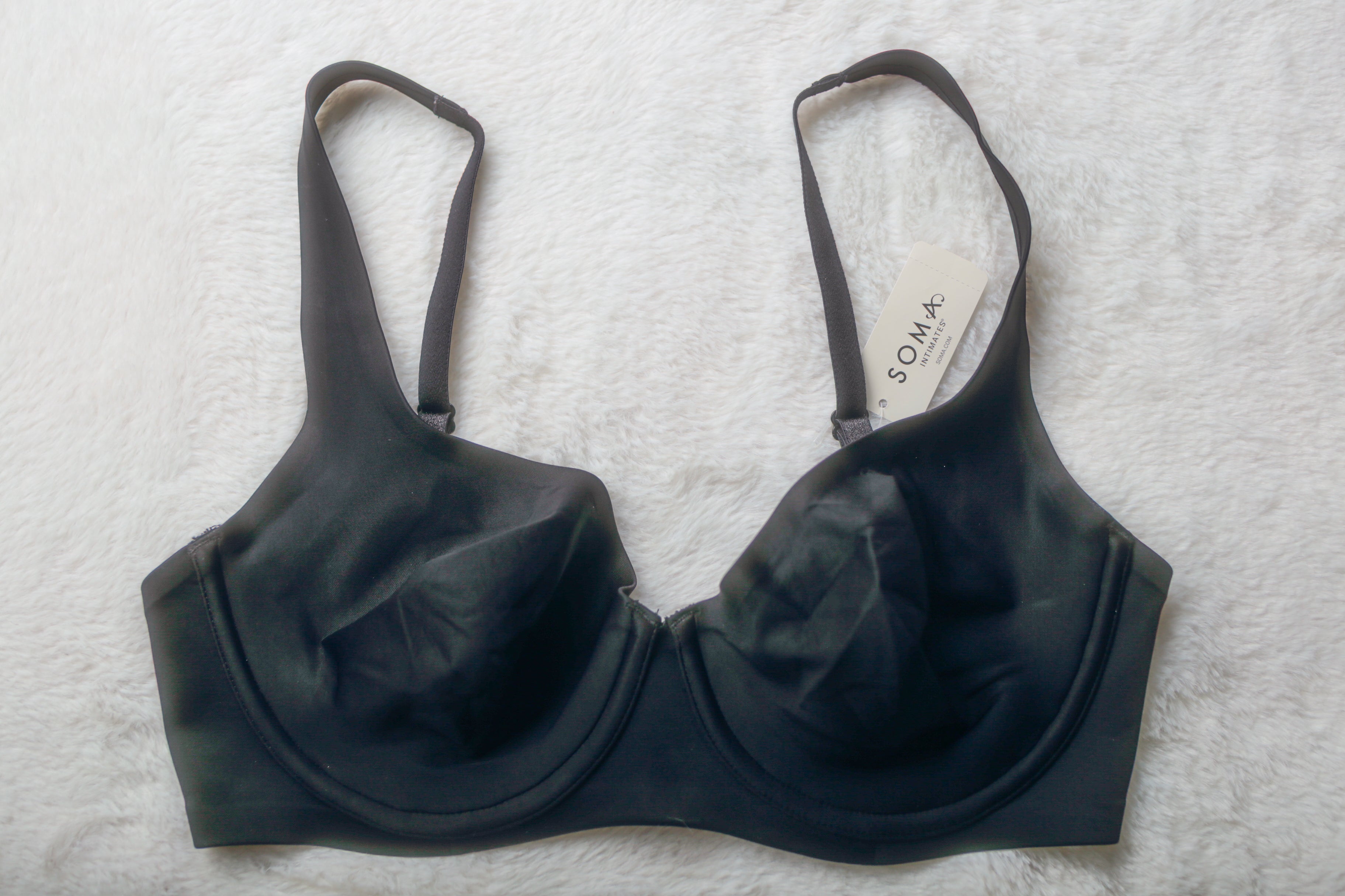 Soma Essentials 34D Unlined Scoop Balconette T-shirt Bra Black NEW