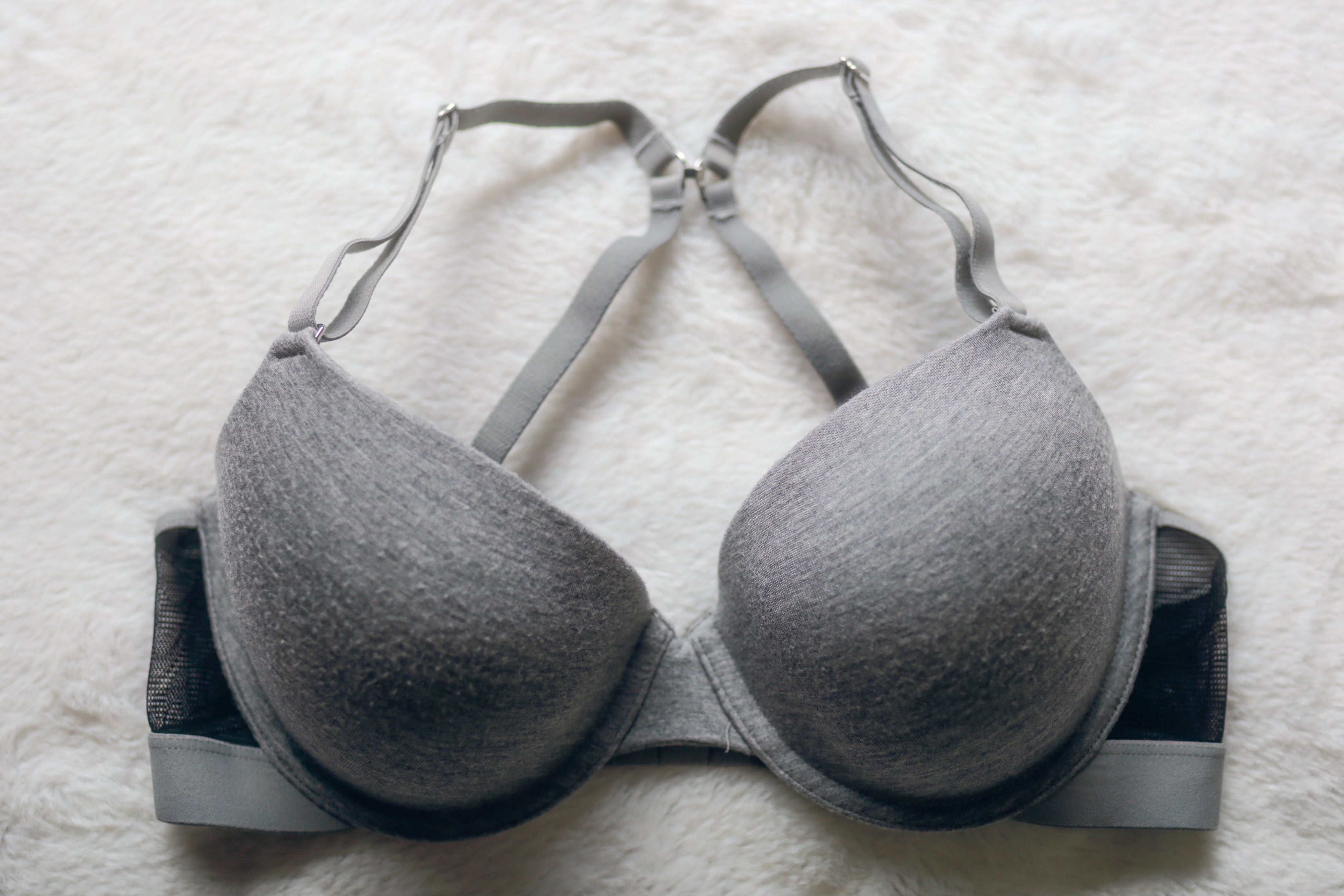 Lively 34C Molded Seamless Lightly Lined J-hook T-shirt Bra Gray