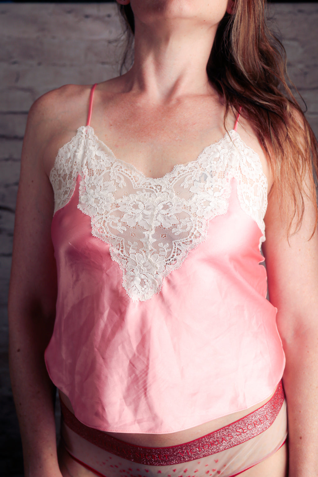 Morgan Taylor Fantasies Vintage 80s Satin Lace Camisole Small Pink