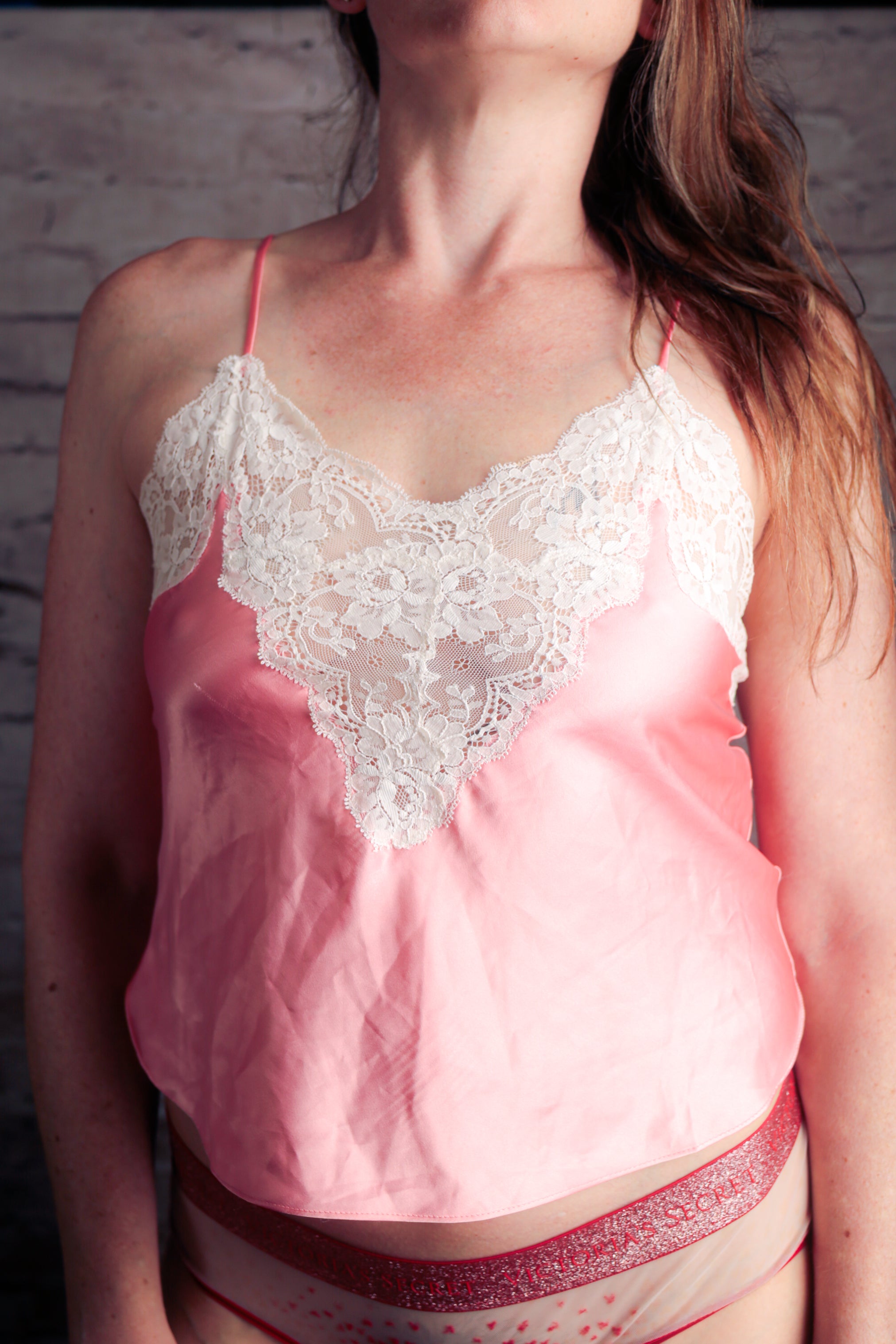 Morgan Taylor Fantasies Vintage 80s Satin Lace Camisole Small Pink