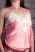 Morgan Taylor Fantasies Vintage 80s Satin Lace Camisole Small Pink