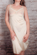Warner's Sizzles Vintage Glam Satin Sheer Mesh Cups Full Slip 34 Small Ivory USA-made