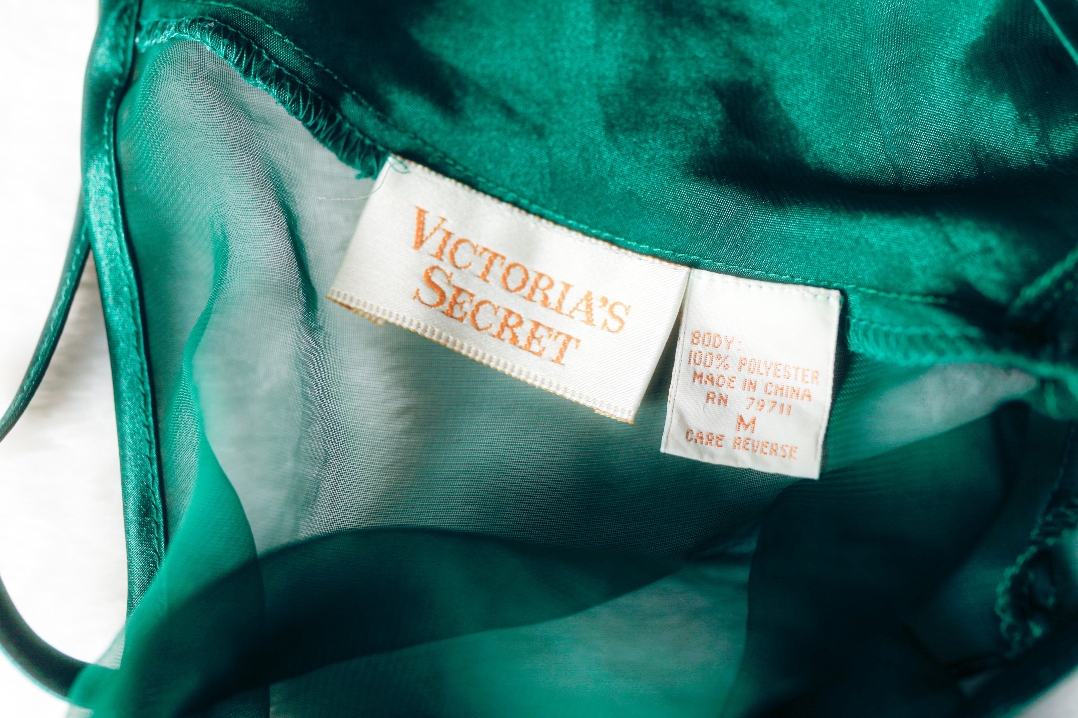 Victoria's Secret Vintage 90s Gold Label Sequin Satin Lingerie Teddy Medium Green