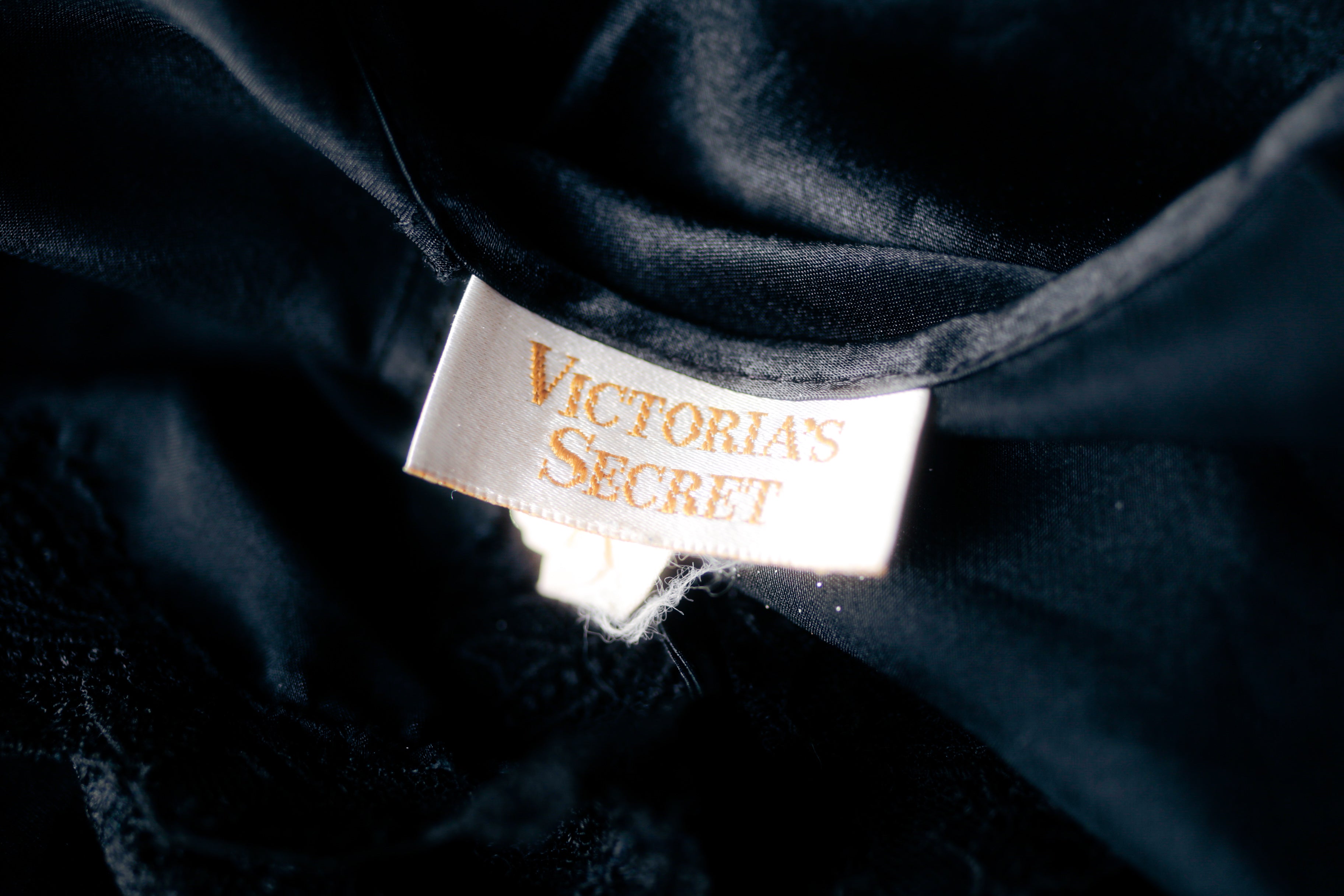 Victoria's Secret Vintage 80s Gold Label Satin Lingerie Teddy Medium Black