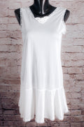 Imerman Sugar Kane Vintage 70s Girls Teen Satin Lace Trim Elegant Skirted Full Slip 14 1/2 Large Bridal White