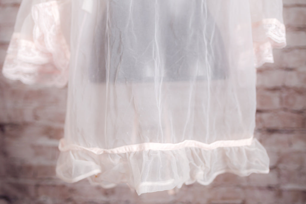 Inhibitions Vintage Sheer Mesh Peignoir Shawl Negligee Lingerie Medium Pink