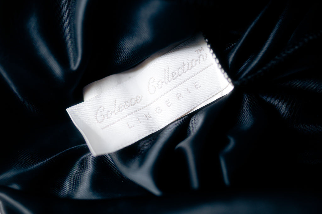 Coalesce Collection Vintage Satin Elegant Floral Full Slip Chemise XL 1X Black Silver