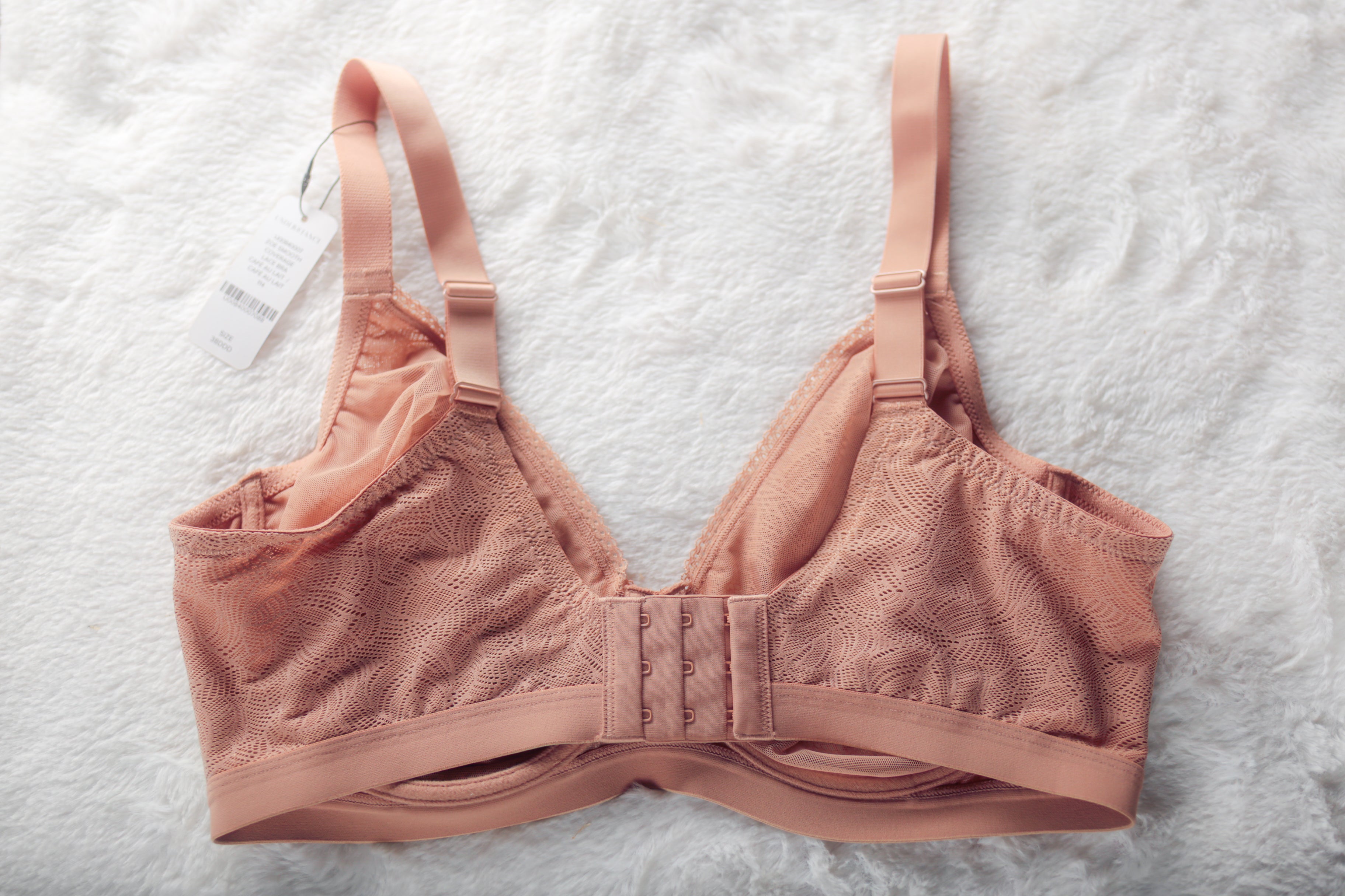 Understance 38DDD Zoe Smooth Coverage Unlined Sheer Lace Bra Beige NEW