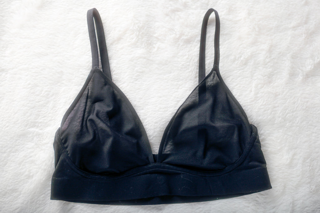 Smoothez Unlined Sheer Mesh Stretch Wireless Bralette Bra Medium Black