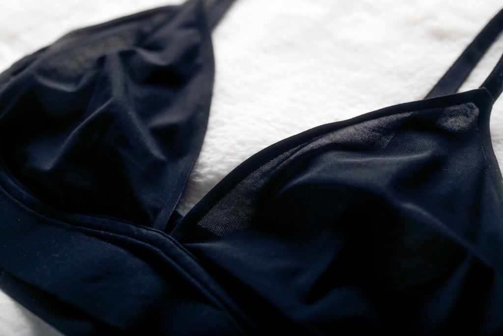 Smoothez Unlined Sheer Mesh Stretch Wireless Bralette Bra Medium Black