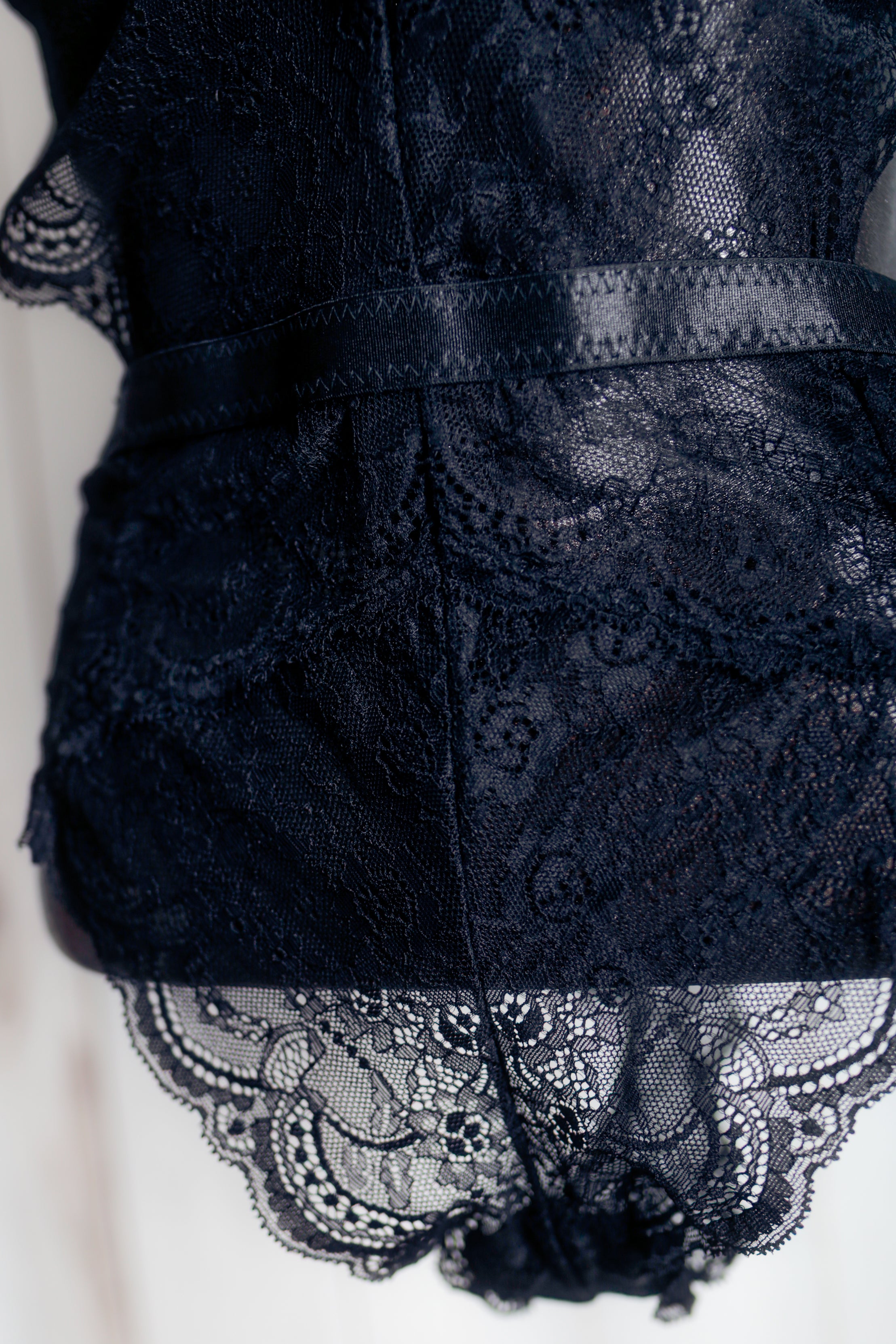 Sheer Lace open Back Bodysuit Teddy Black Large