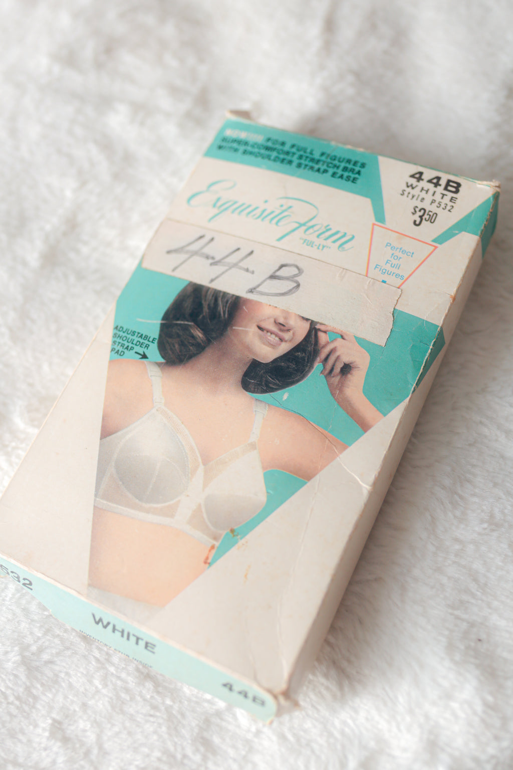 Exquisite Form Vintage Antique 50s Cotton Pointy Bullet Pinup Bra White 44B NEW