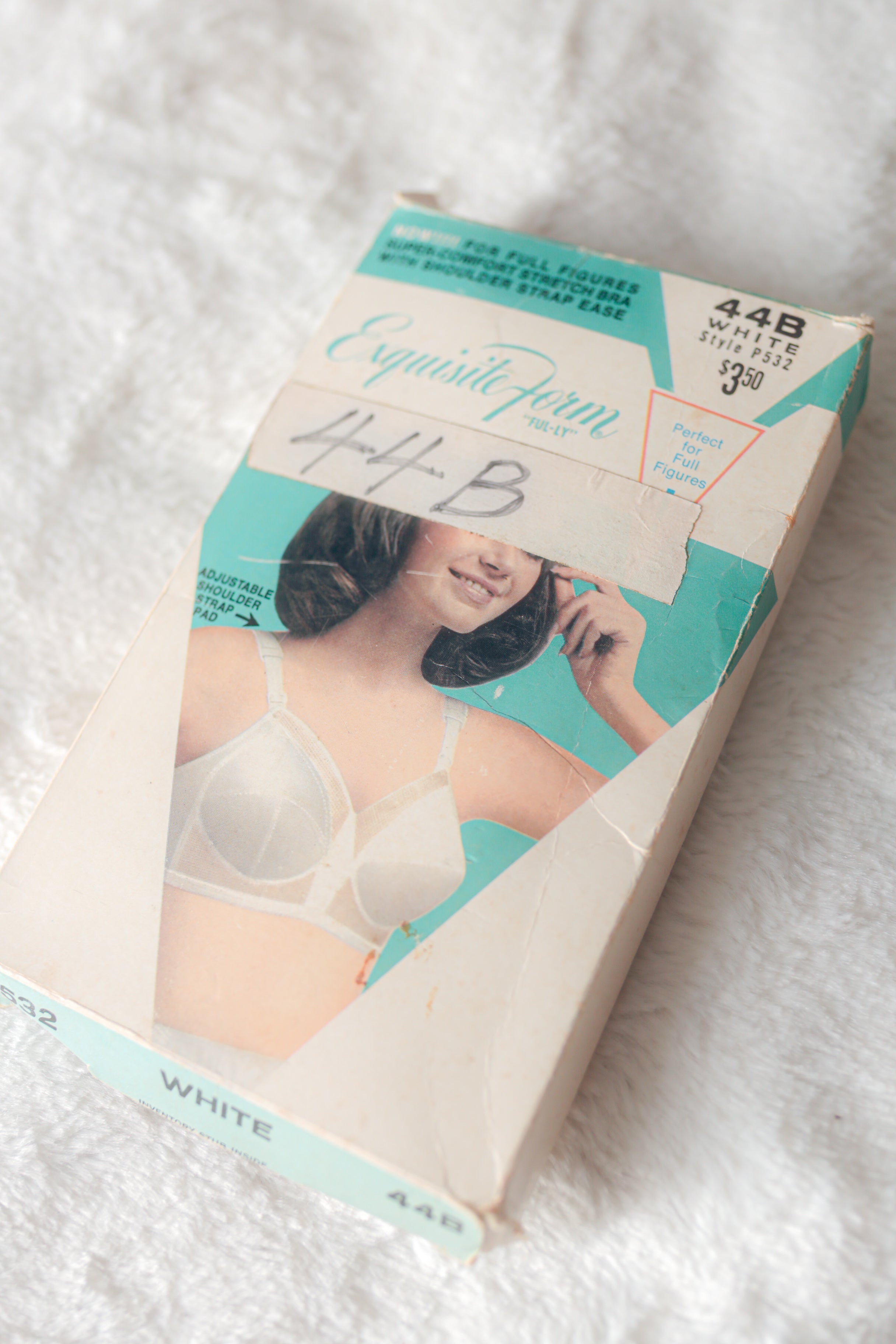 Exquisite Form Vintage Antique 50s Cotton Pointy Bullet Pinup Bra White 44B NEW