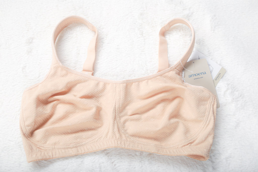 Amoena Tiana Breathable Full Coverage Wireless Sports Bra Beige 38DD NEW