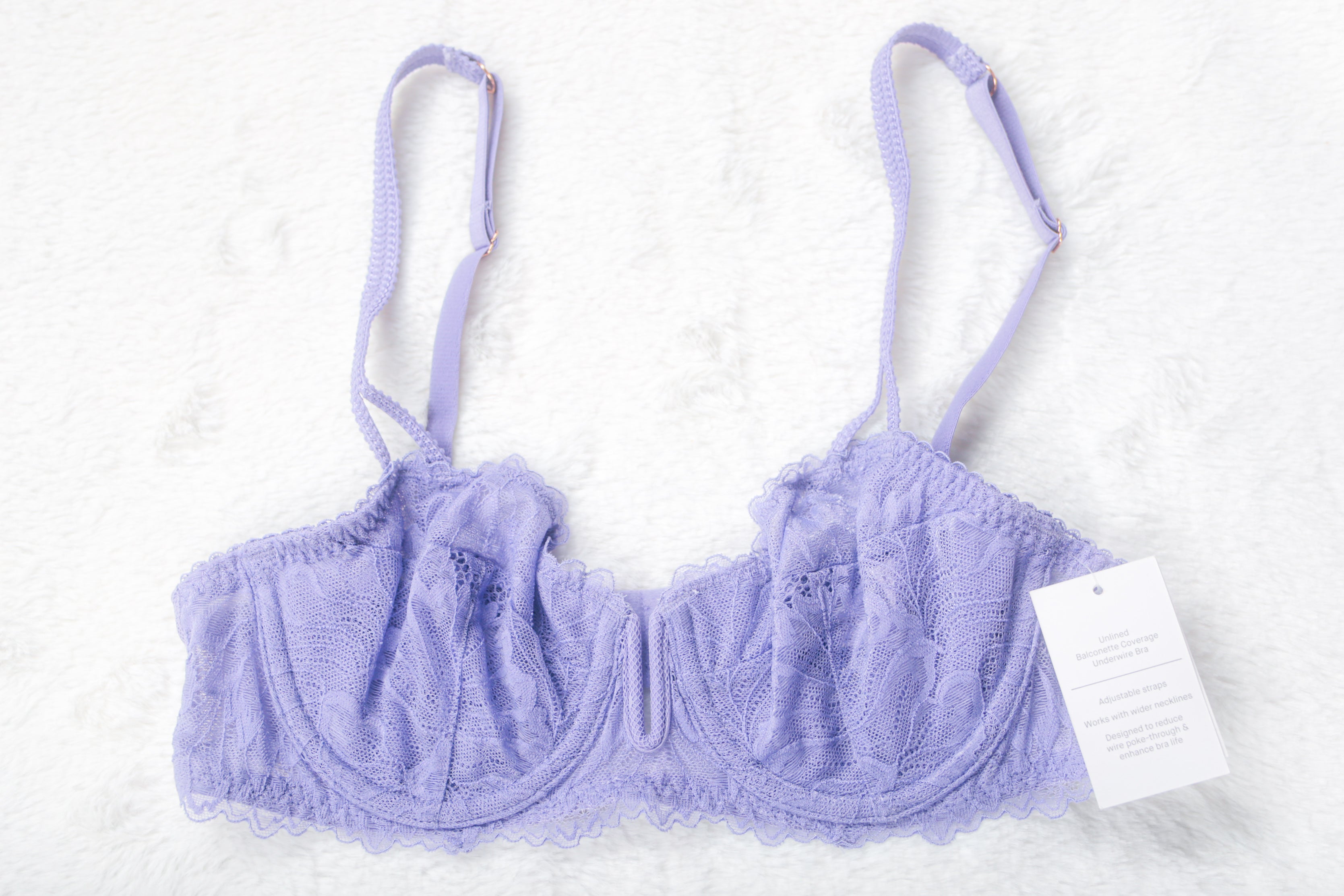Auden Unlined Semi-sheer Lace Underwire Balconette Bra Purple 32A NEW