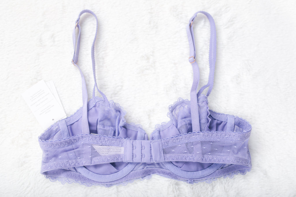 Auden Unlined Semi-sheer Lace Underwire Balconette Bra Purple 32A NEW