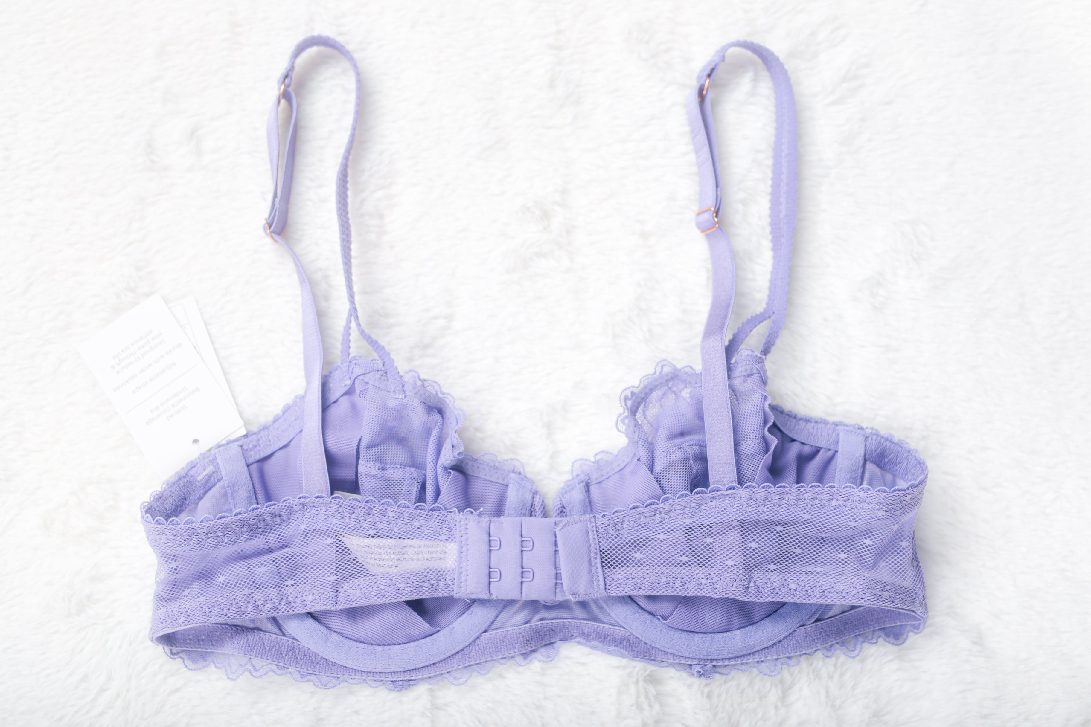 Auden Unlined Semi-sheer Lace Underwire Balconette Bra Purple 32A NEW
