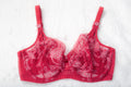 Felina Unlined Floral Semi Sheer Mesh Demi Bra Red Underwire 32DD