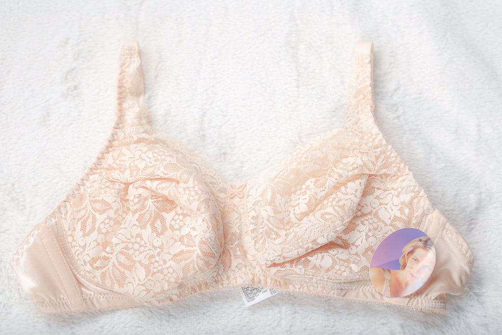 Naturalwear C165 Retro Breathable Lace Soft Cup Wireless Full Coverage Bra 42B NEW