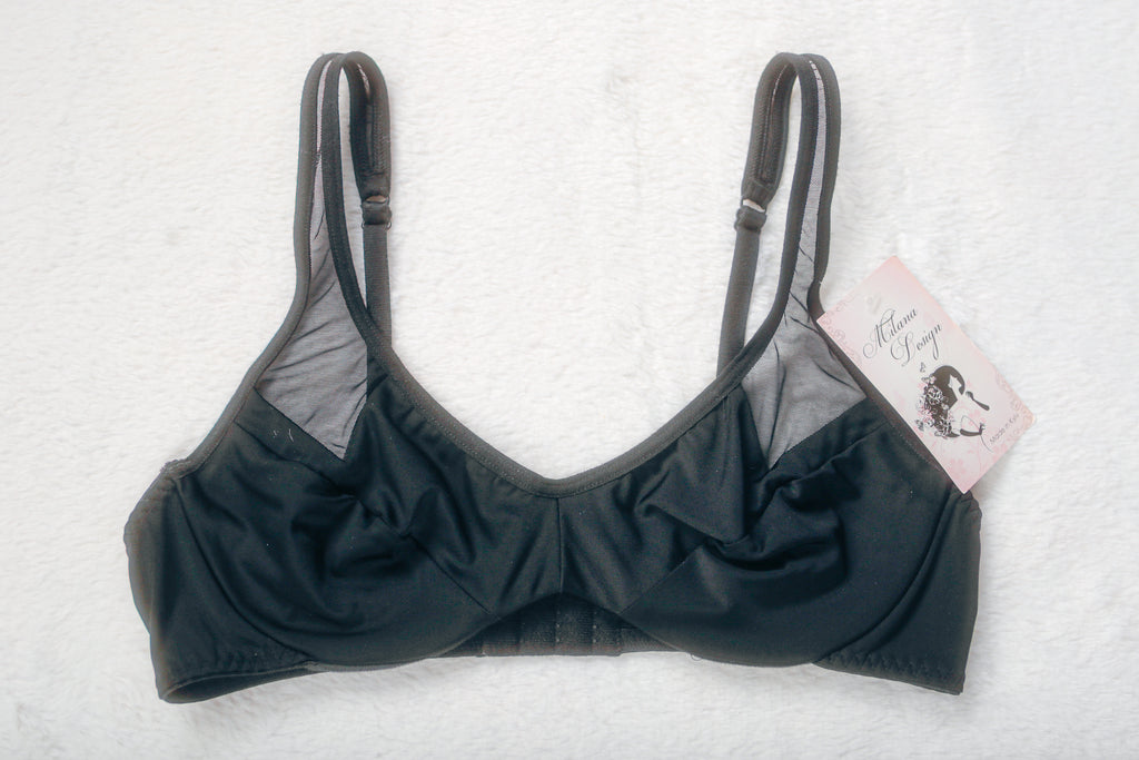 Milana Unlined Burlesque Sexy Bra Underwire 34B Black NEW
