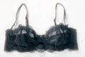 Wolf & Whistle Semi Sheer Unlined Mesh Eyelet Lace Balconette Bra Black 34D