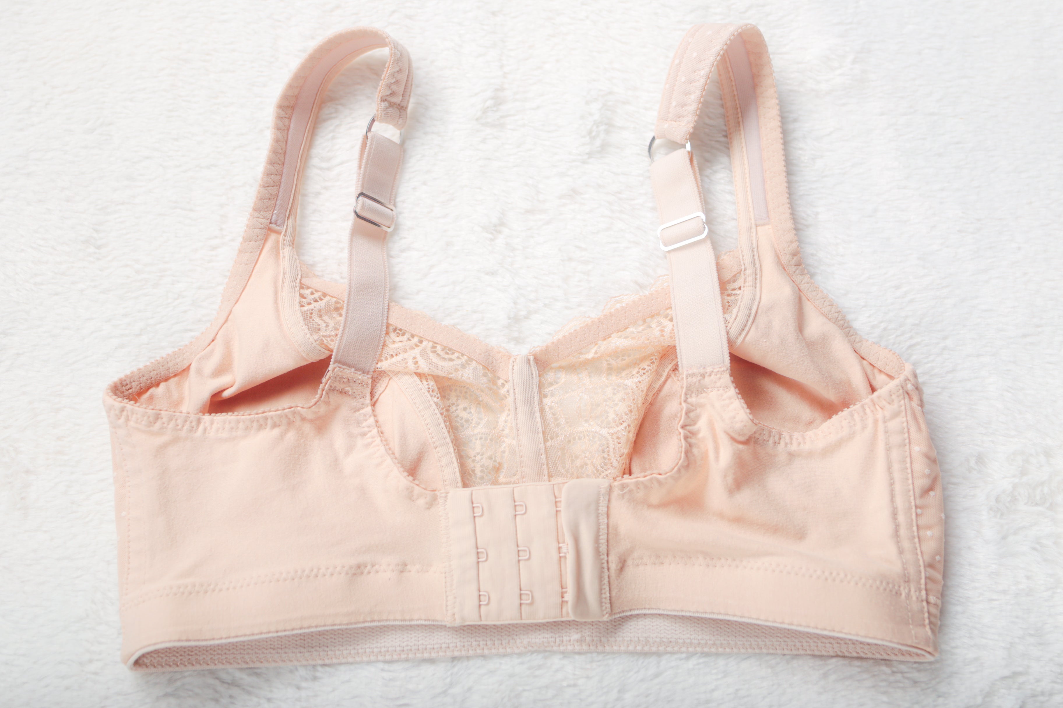 Swegmark Unlined Breathable Wireless Cotton Lace Swedish Bra 34D Beige