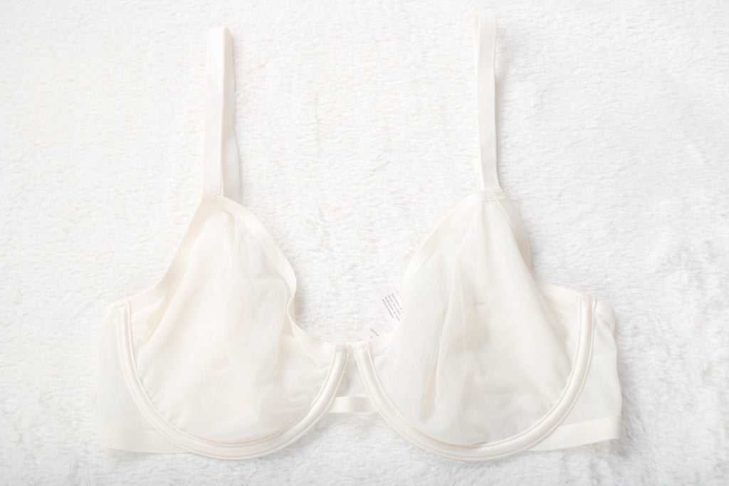 Auden Unlined Sheer Mesh Demi Underwire Seamless Breathable Bra White 34D