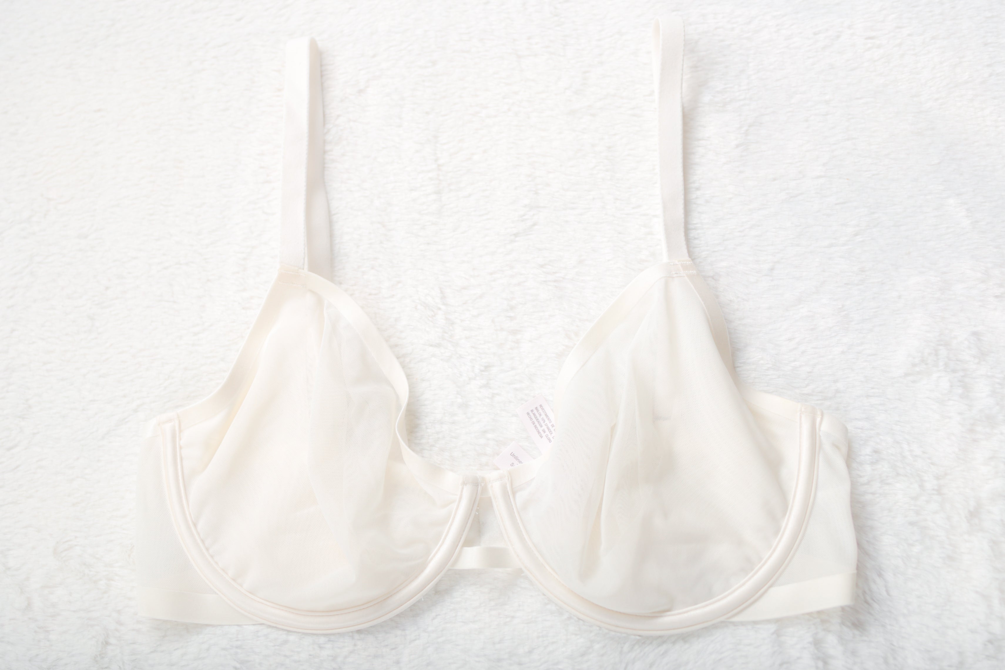 Auden Unlined Sheer Mesh Demi Underwire Seamless Breathable Bra White 34D