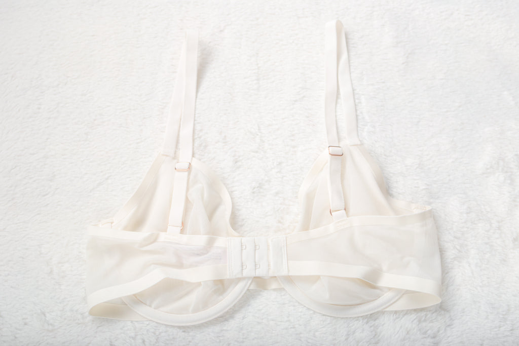 Auden Unlined Sheer Mesh Demi Underwire Seamless Breathable Bra White 34D