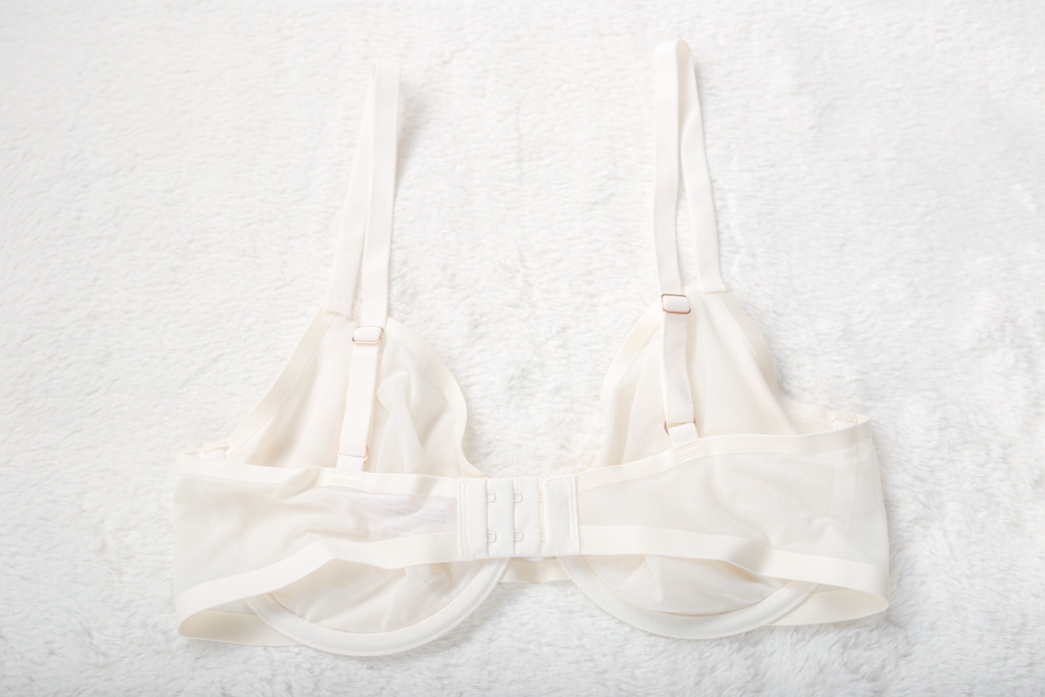 Auden Unlined Sheer Mesh Demi Underwire Seamless Breathable Bra White 34D