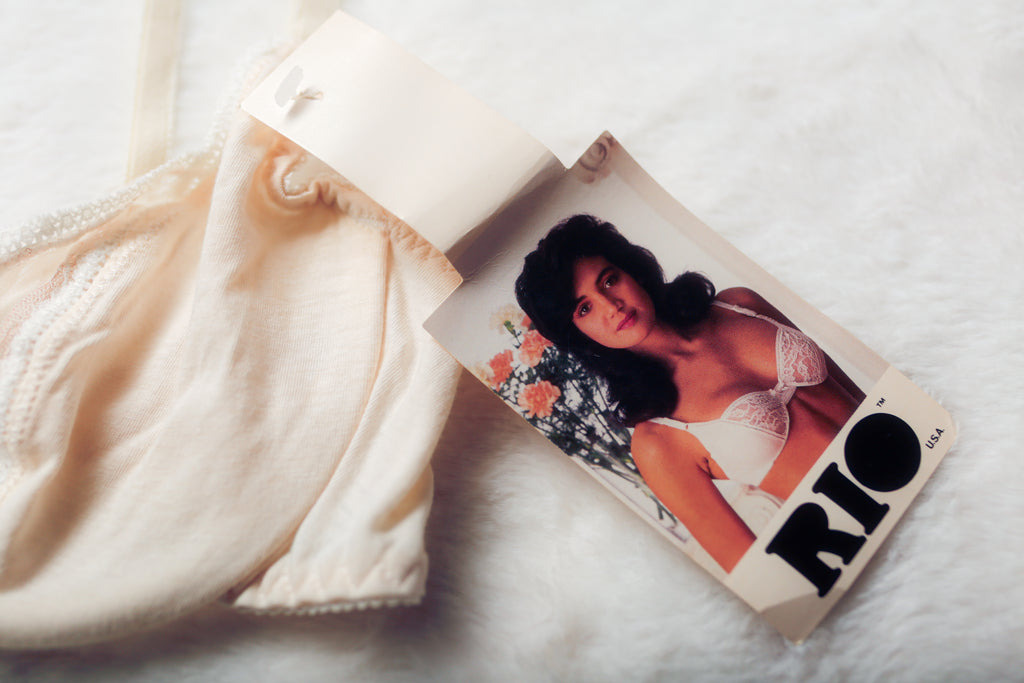 Rio 34C Vintage Unlined Satin Lace Demi Bra Ivory NEW