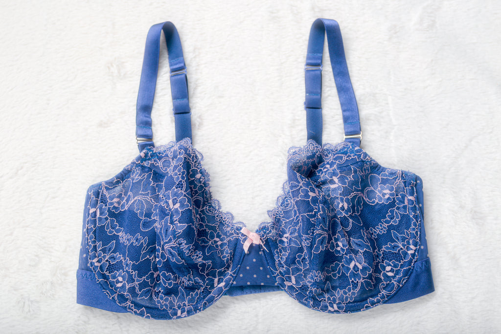 b.tempt'd Express Yourself 951151 Embroidered Breathable Unlined Lace Bra Blue 34DD