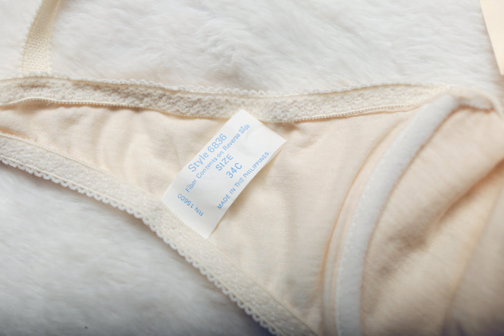 Rio 34C Vintage Unlined Satin Lace Demi Bra Ivory NEW