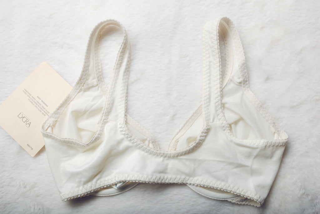 Angela 34C The Dazzler Vintage Unlined Satin Demi Bra Ivory NEW