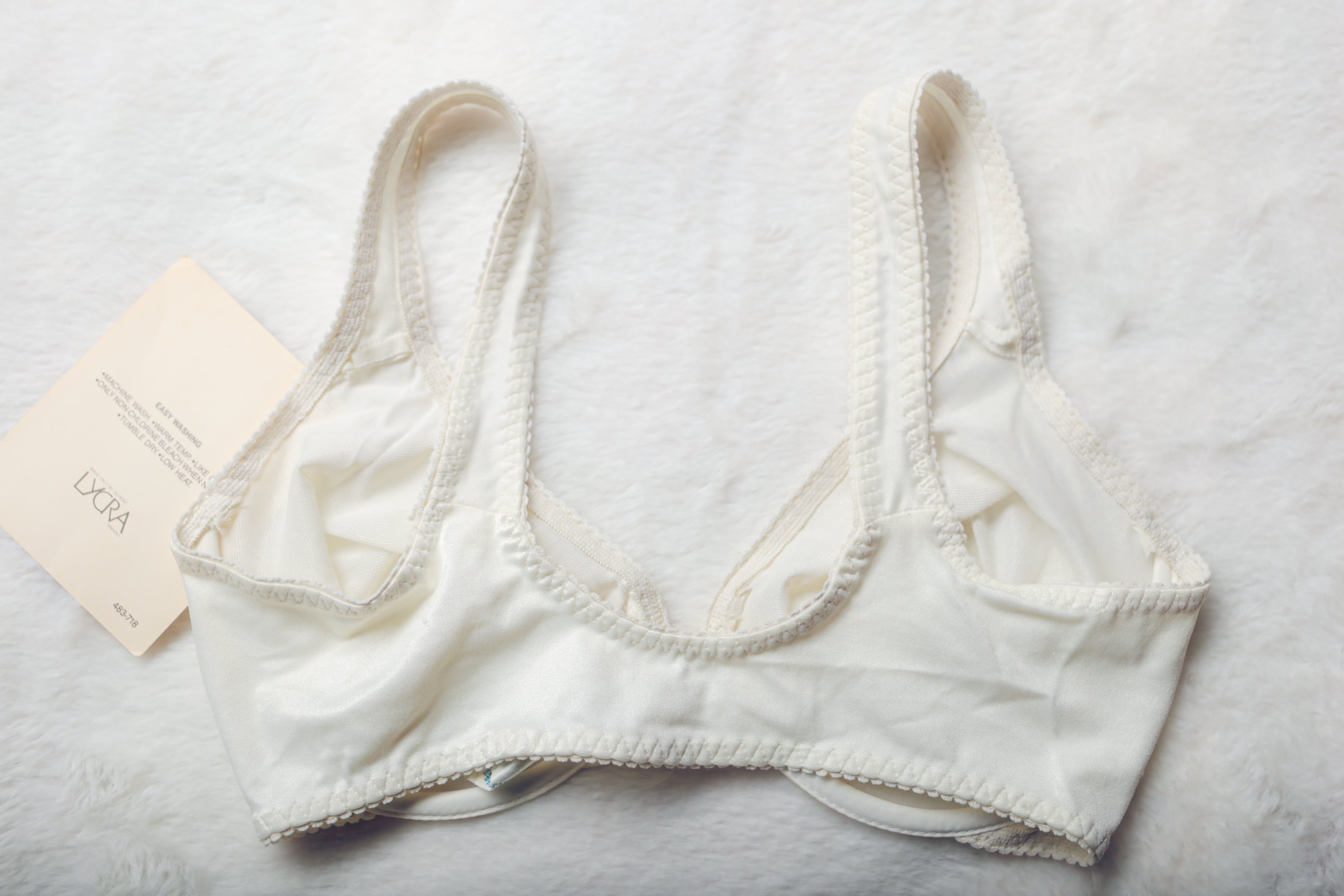 Angela 34C The Dazzler Vintage Unlined Satin Demi Bra Ivory NEW