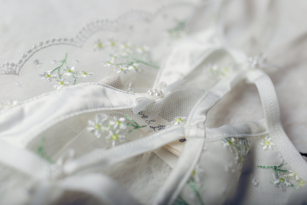 For Love & Lemons Sheer Floral Mesh Lace Strappy Thong Panties Medium NEW