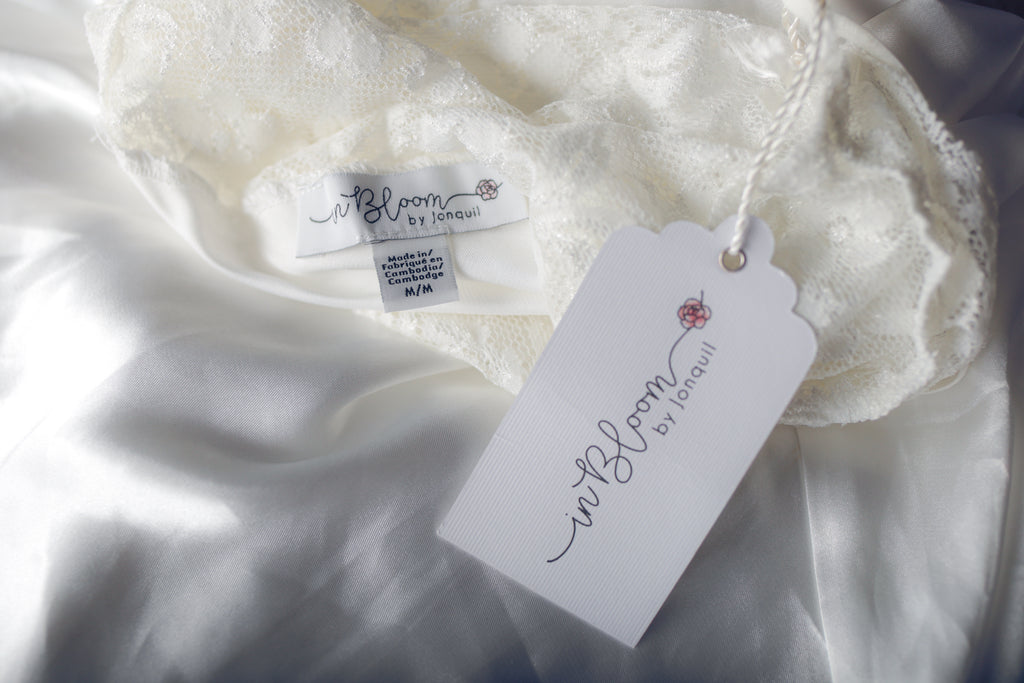 In Bloom Jonquil Satin Lace Racerback Cami Chemise Lingerie White Medium NEW