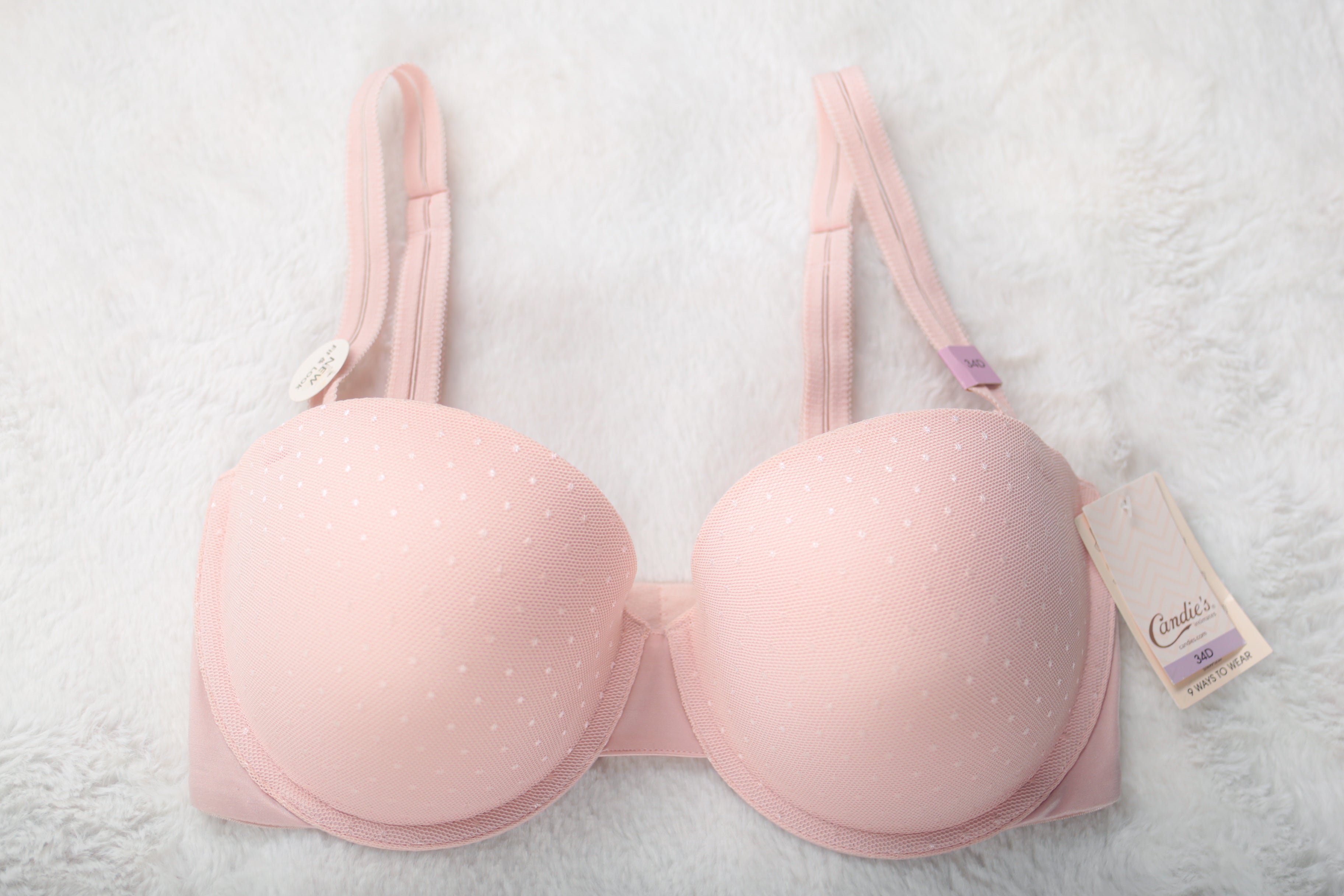 Candie's Pink Pretty Teen Seamless Molded Smooth Underwire T-shirt Bra 34D NEW