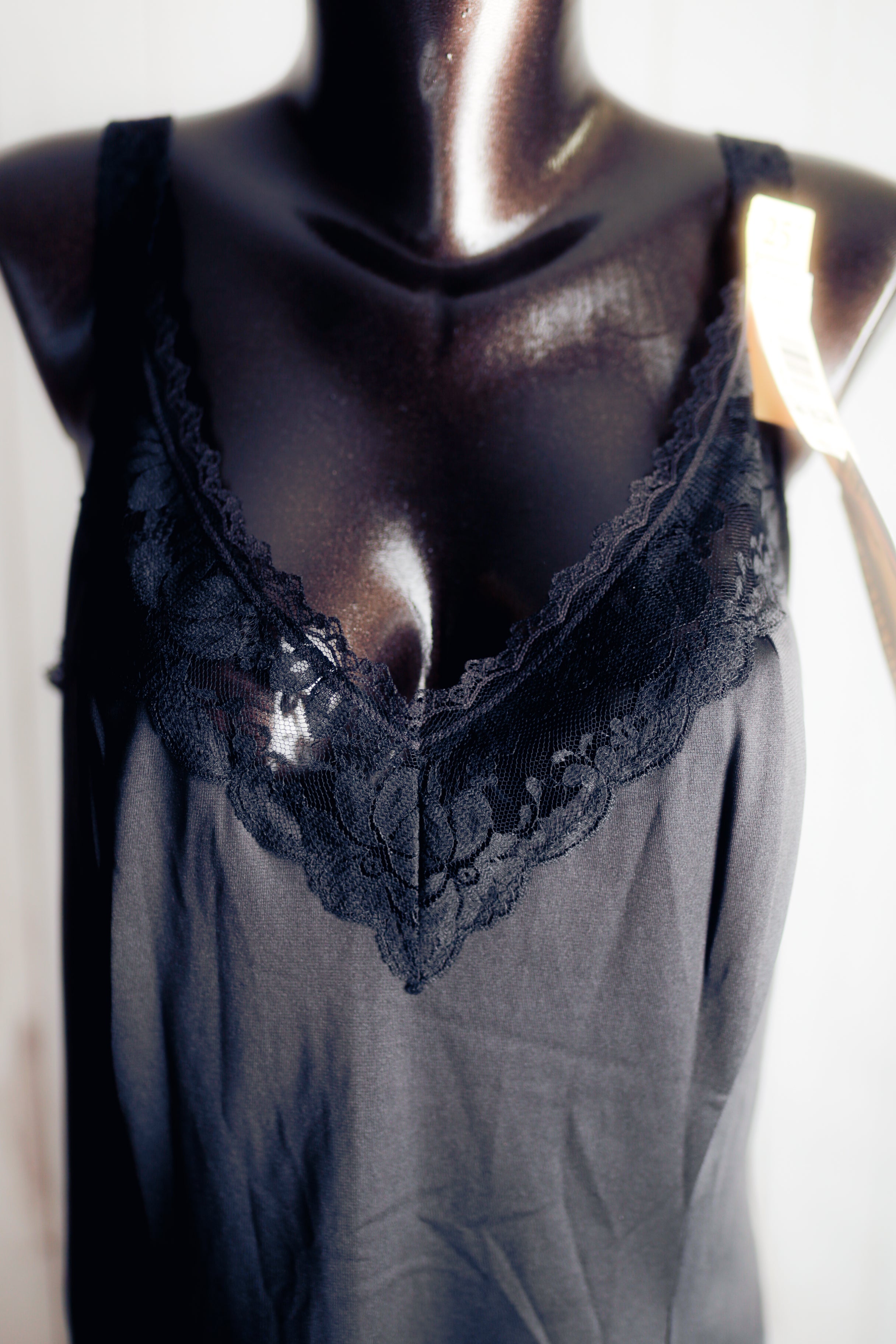 Maidenform Something Special Vintage Full Slip Nightgown Black Satin and Lace Size 40 NEW