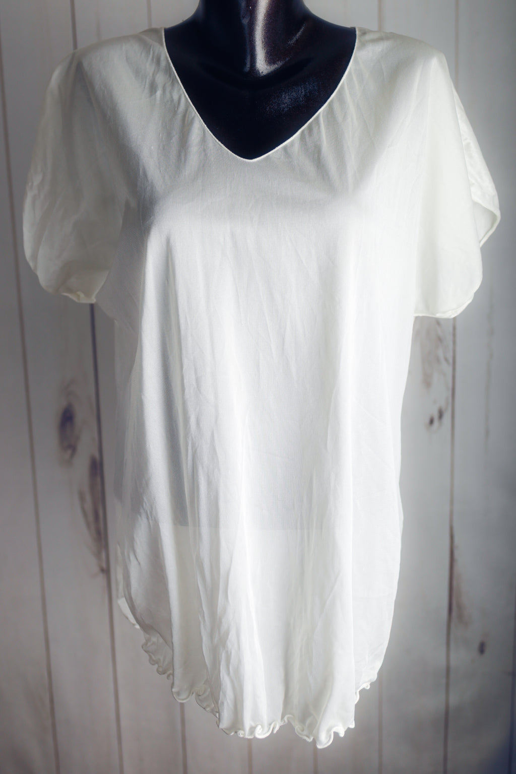 Carol Wright Vintage Semi-sheer Satin Cami Chemise Lingerie Ivory Large
