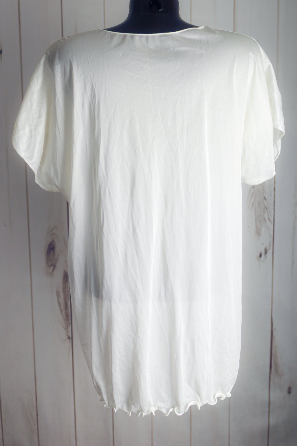 Carol Wright Vintage Semi-sheer Satin Cami Chemise Lingerie Ivory Large