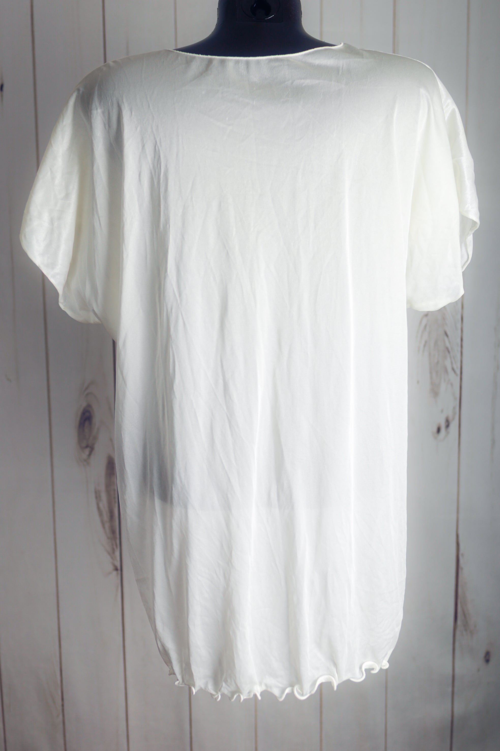 Carol Wright Vintage Semi-sheer Satin Cami Chemise Lingerie Ivory Large