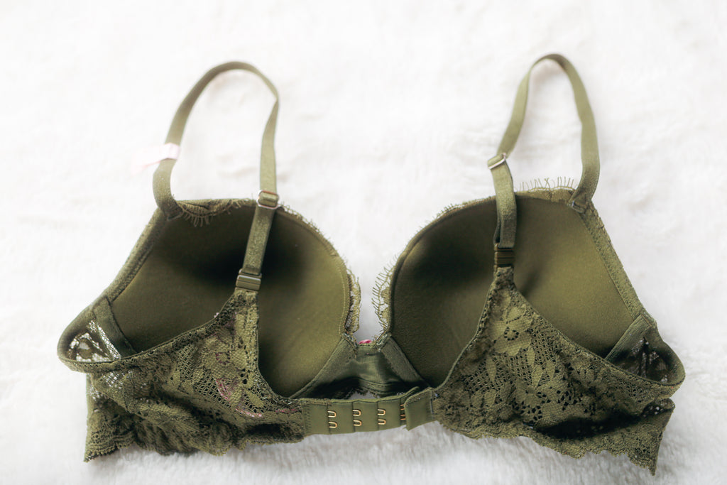 Victoria's Secret Dream Angels Push Up Boho Fairy Retro Lace Bra Green 34B NEW