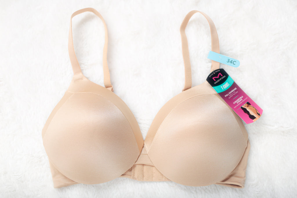 Maidenform Full Coverage Convertible Satin Underwire T-shirt Bra Beige 34C NEW