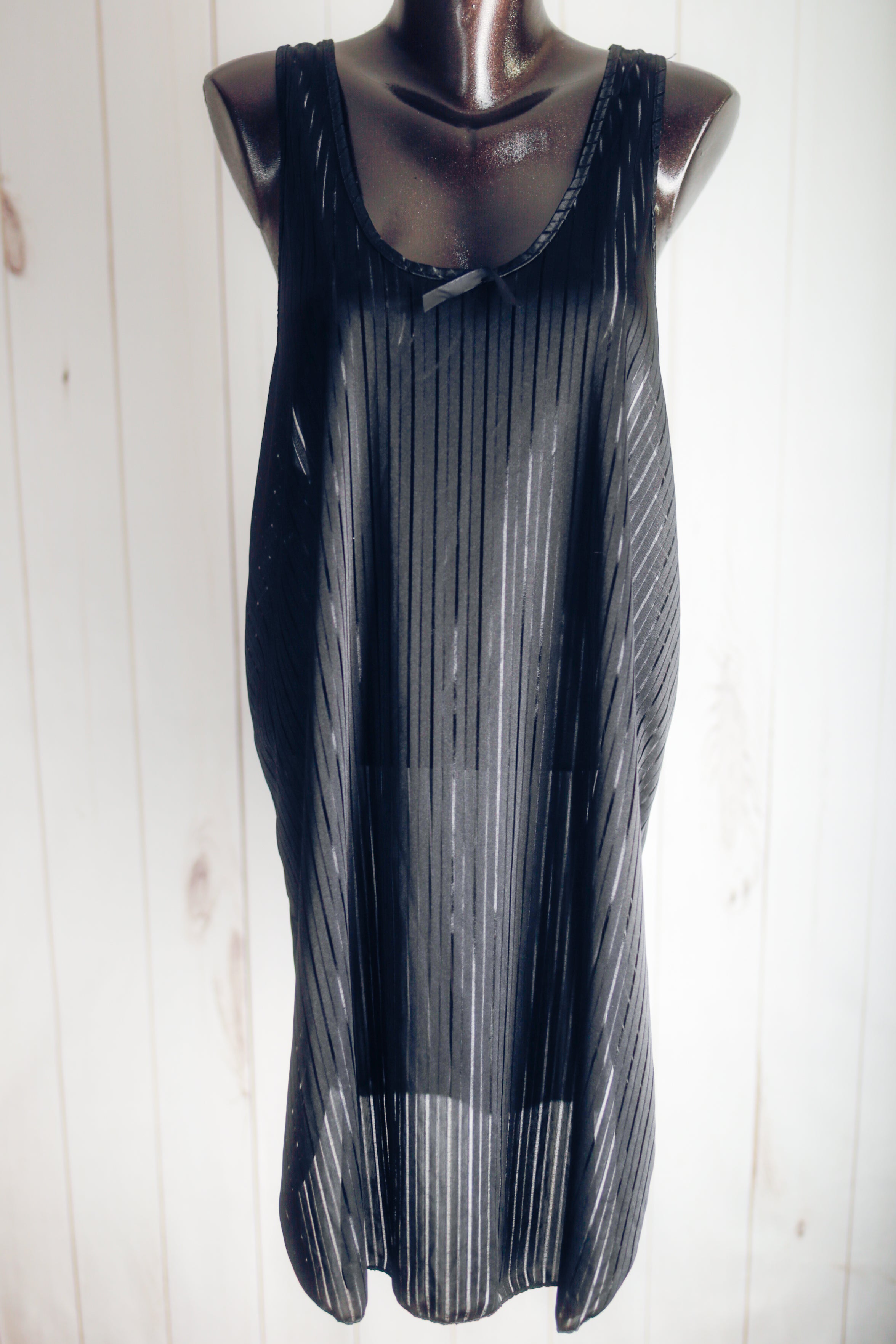 Undercover Wear Vintage Sheer Unlined Mesh Babydoll Chemise Lingerie Large Black