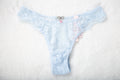 Victoria's Secret Very Sexy Sheer Lace Rhinestone Bow Mesh Brazilian Panty Medium Blue NEW