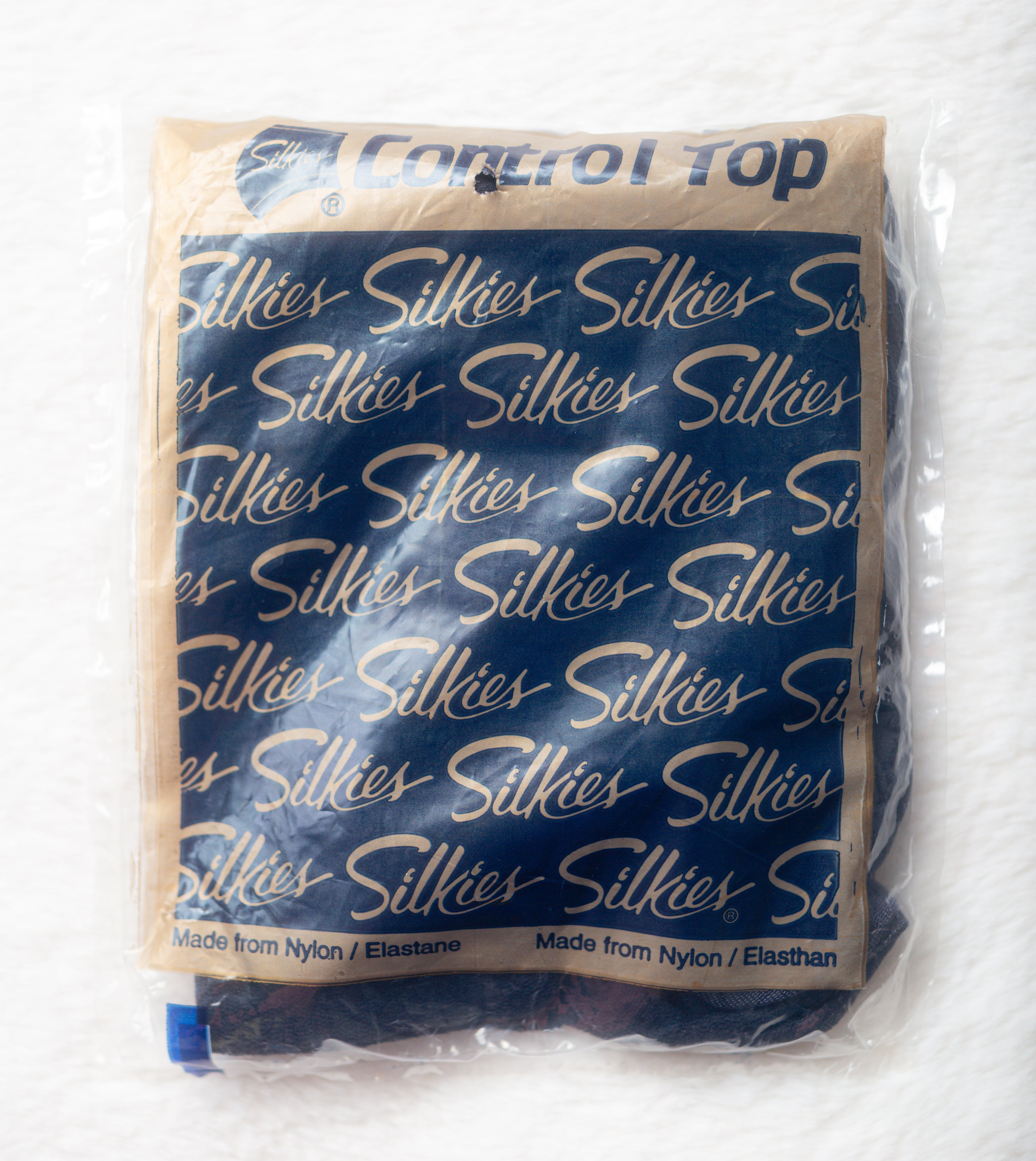 Silkies Vintage Control Top Support Legs Closed Toe Pantyhose Stockings Navy Blue Size X-Tall